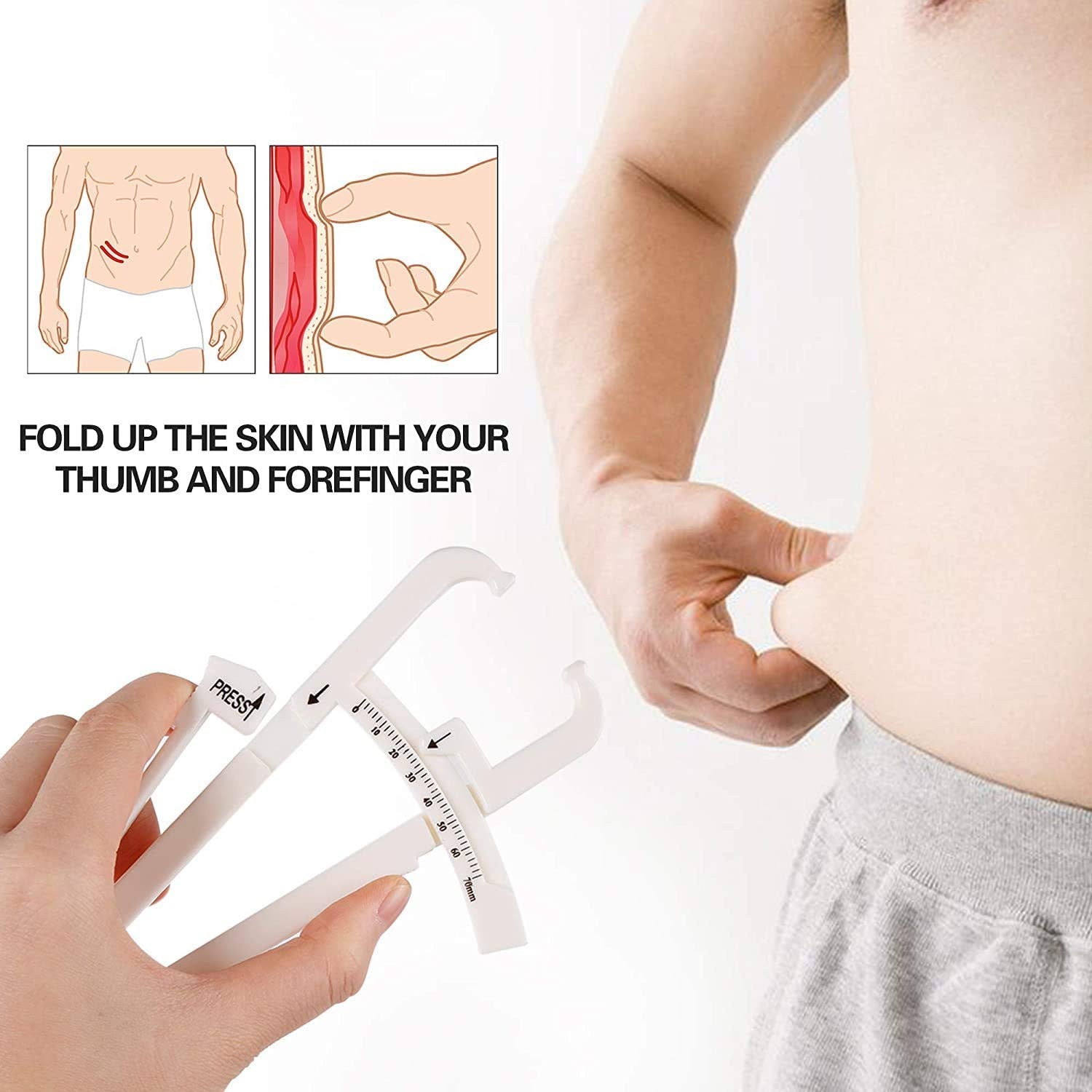 Portable Body Fat Caliper for Accurate Fat Measurement and Tracking