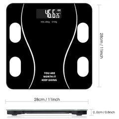 Black Digital Bathroom Scale with Tempered Glass, 180kg Capacity