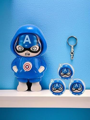 Captain America Face Changing Keychain - Cartoon Character Accessory