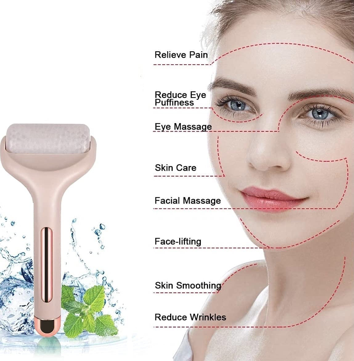 Flawless Ice Roller Face Massager for Skin Care & Anti-Aging