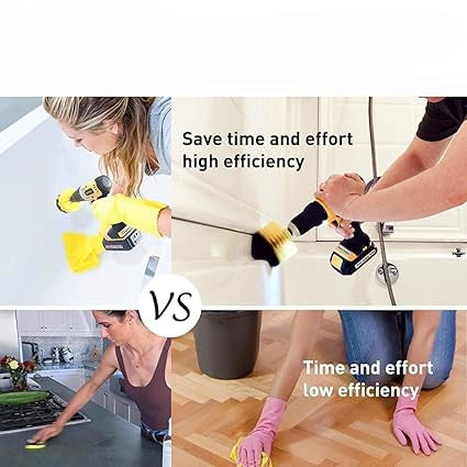 8 Pcs Power Drill Scrub Pads & Brush Set for Deep Cleaning