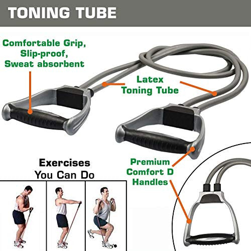Double Resistance Toning Tube with Handles for Full-Body Fitness