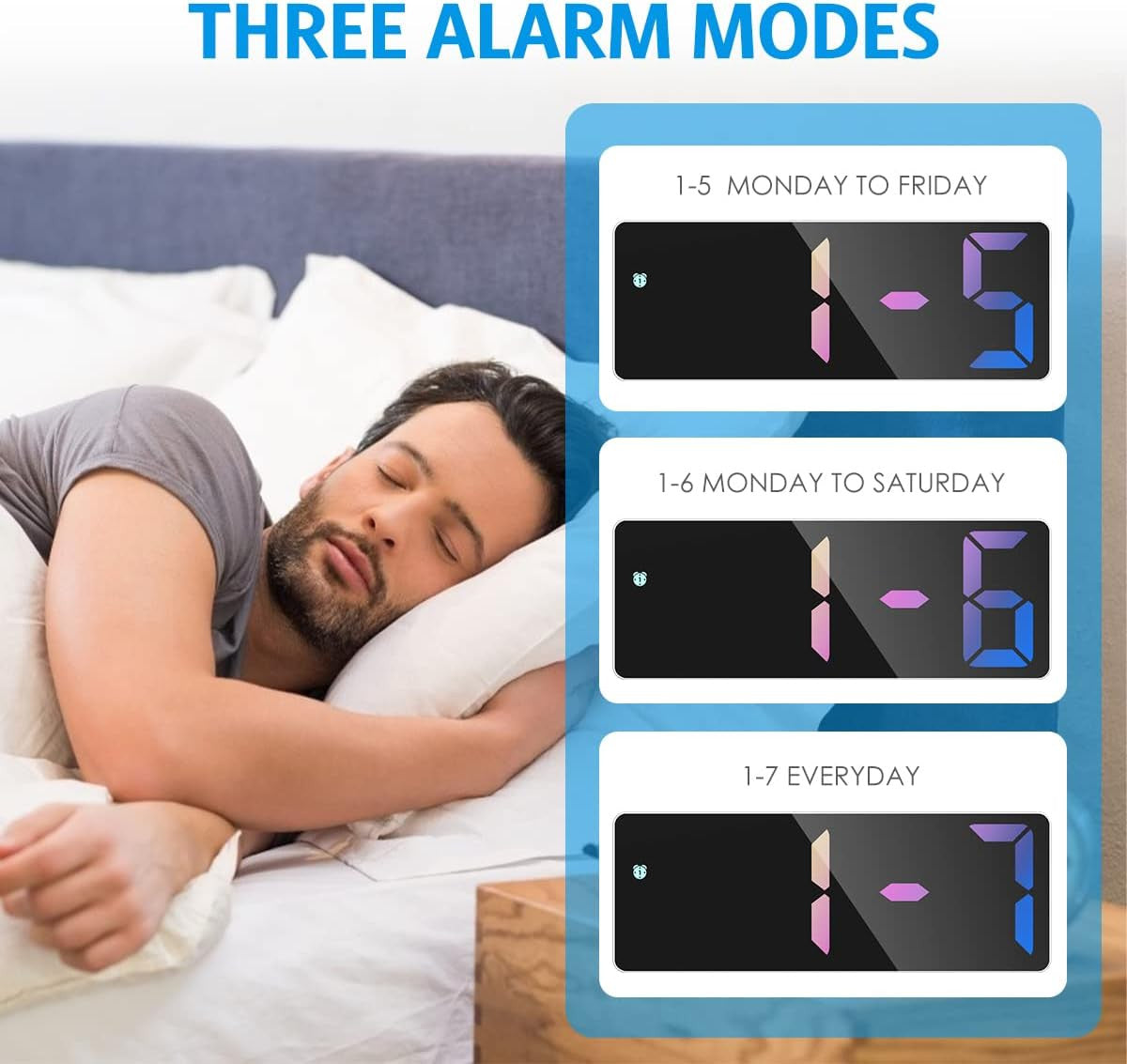 Rainbow LED Digital Alarm Clock – Modern Small Display