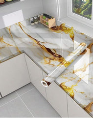 White Gold Marble Foil - Self-Adhesive Waterproof Contact Paper