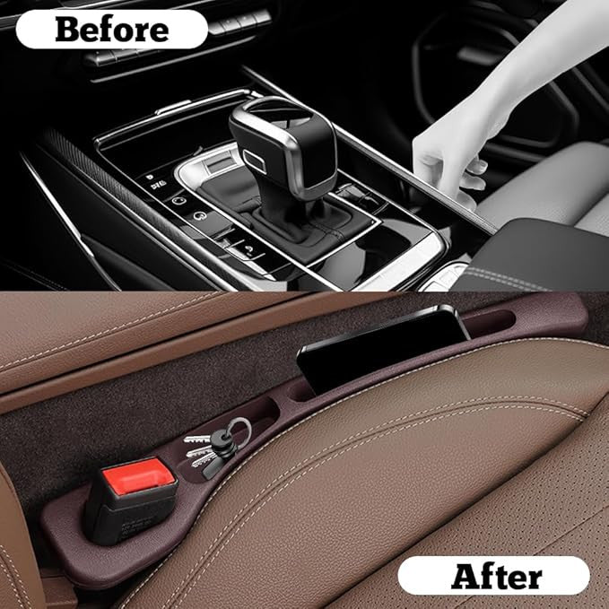 Car Seat Gap Filler Organizer Set – 2 Pcs Storage Box for Cars