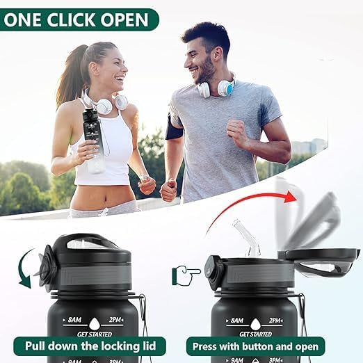 Transparent 900ml Motivational Sports Water Bottle