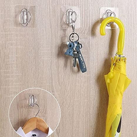 Multi-Functional Transparent Adhesive Wall Hook with Stainless Steel Load Capacity