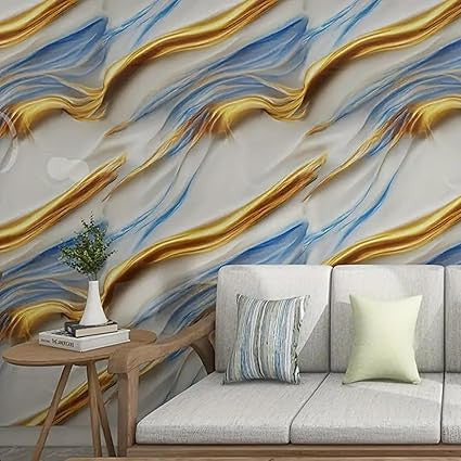 Blue & Golden Marble Foil - Elegant Decorative Wrap (Ta-055)