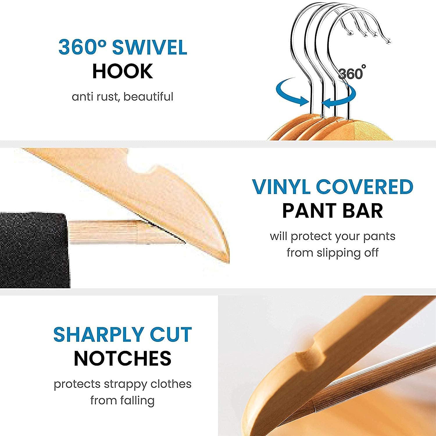 Premium Natural Wooden Garment Hanger  - 1 Pc