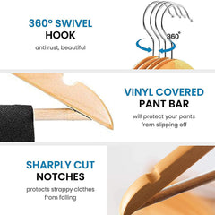 Premium Natural Wooden Garment Hanger  - 1 Pc