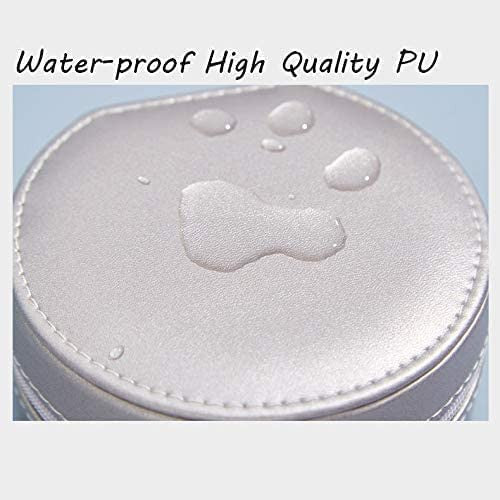 Round Mini PU Leather Jewelry Organizer Box for Travel and Storage