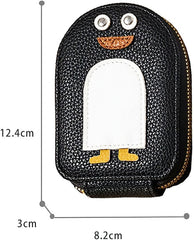 Leather Penguin Card Holder - Slim Mini Wallet for Cards