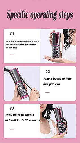 Wireless USB Rechargeable Auto Hair Curler with LCD Display and Adjustable Temp