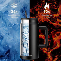 Lavender 1500ml Insulated Mug with Handle and Straw