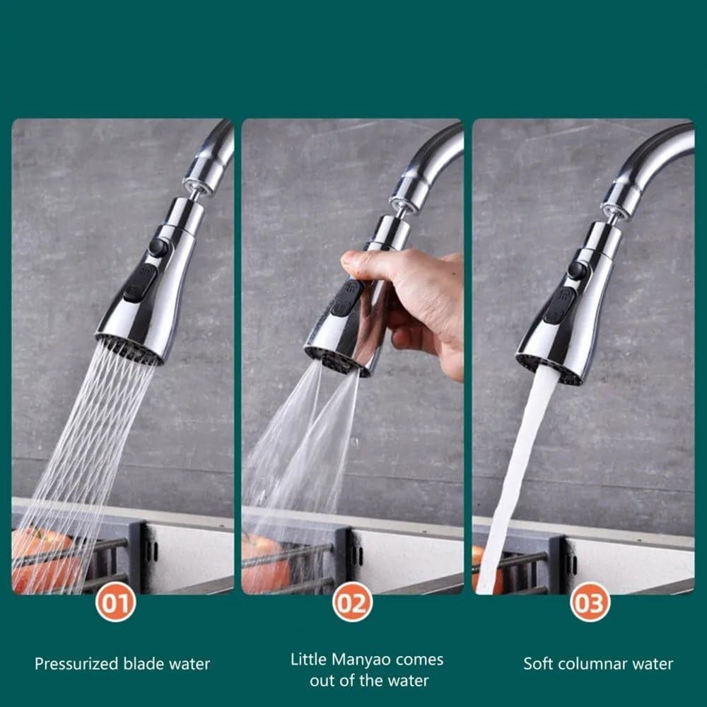 360° Movable Turbo Sink & Shower Faucet with 3 Modes & Water Saving