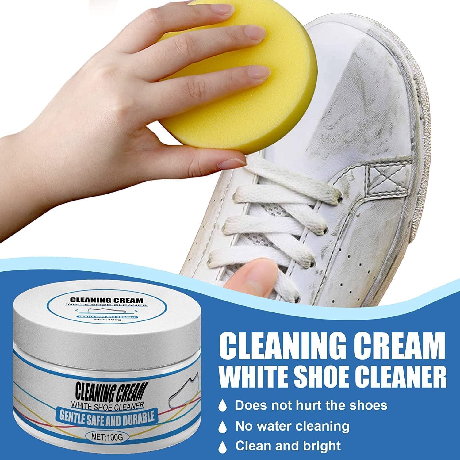 White Shoe Cleaning Cream for Stain Removal and Whitening