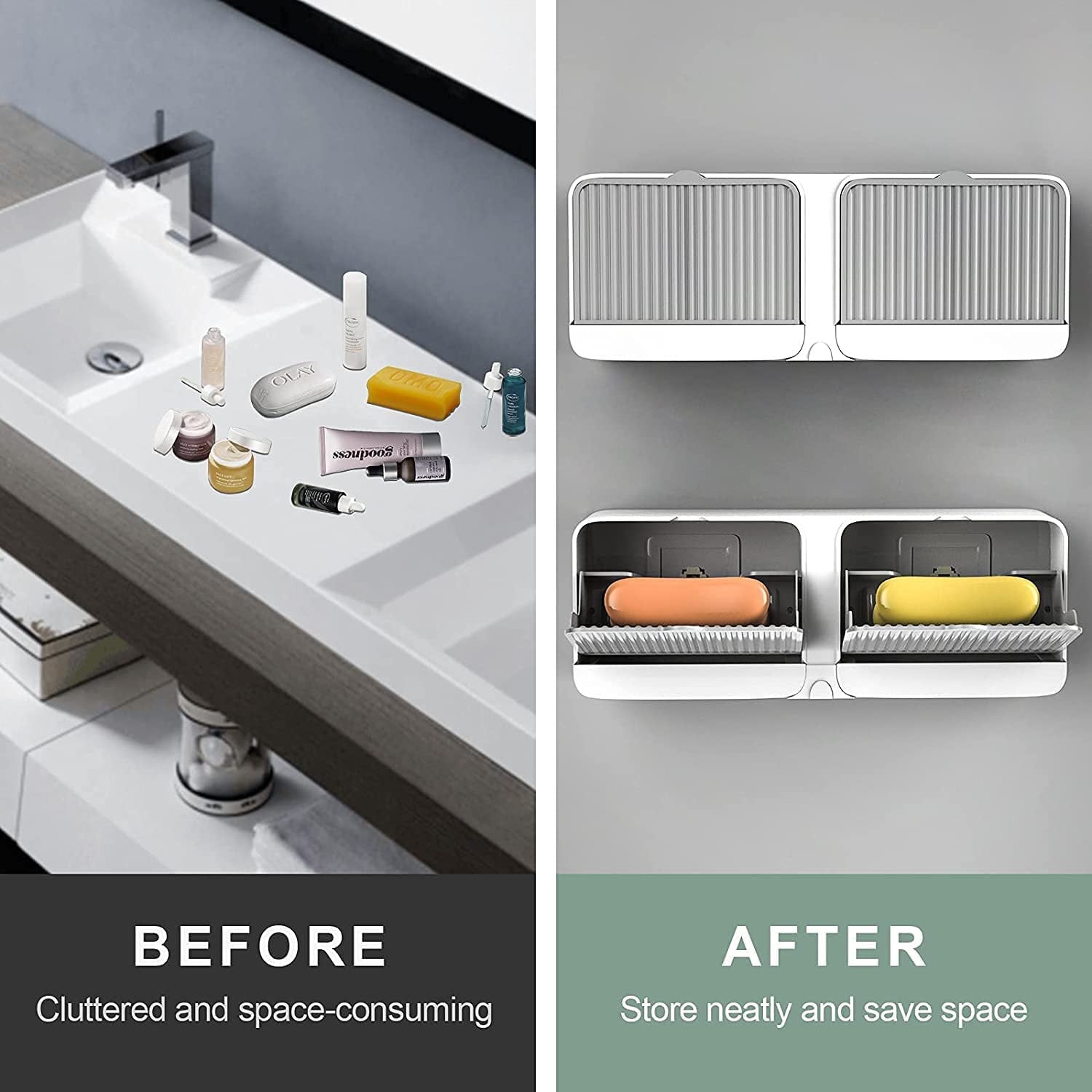 Wall Mounted Double Soap Box for Easy Bathroom Storage