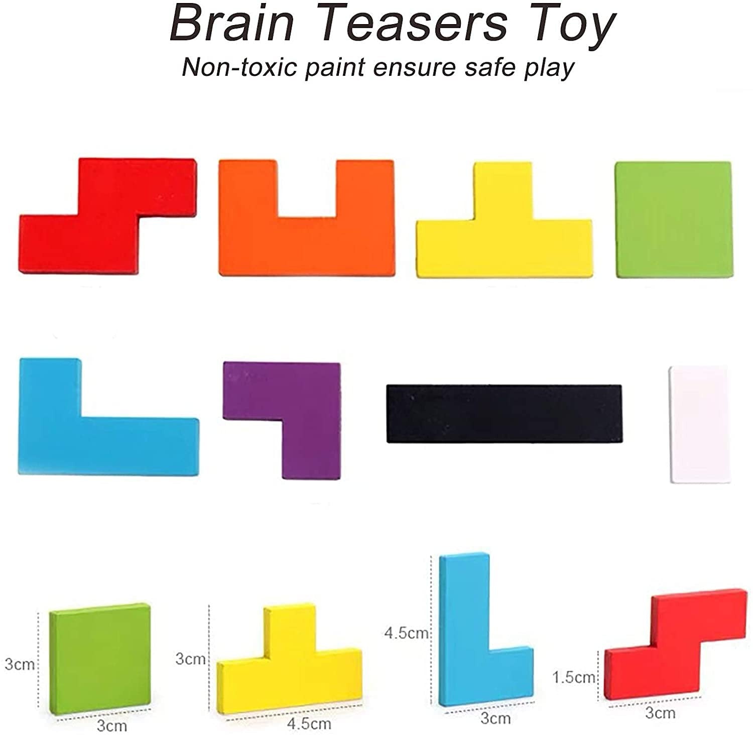 Colorful Wooden Tetris Jigsaw Puzzle for Brain Teasers & STEM Learning