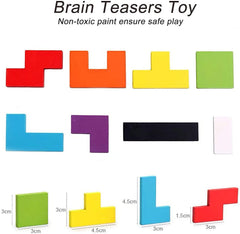 Colorful Wooden Tetris Jigsaw Puzzle for Brain Teasers & STEM Learning