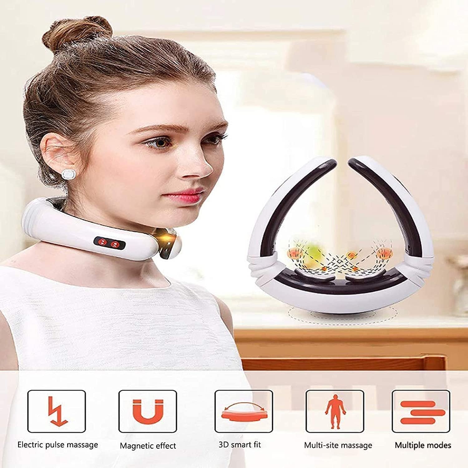 Electric Pulse Neck Massager with 6 Modes & 16 Levels for Pain Relief