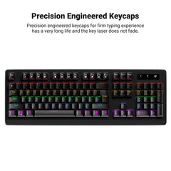 Black USB Mechanical Gaming Keyboard with LED Backlit, No Numlock