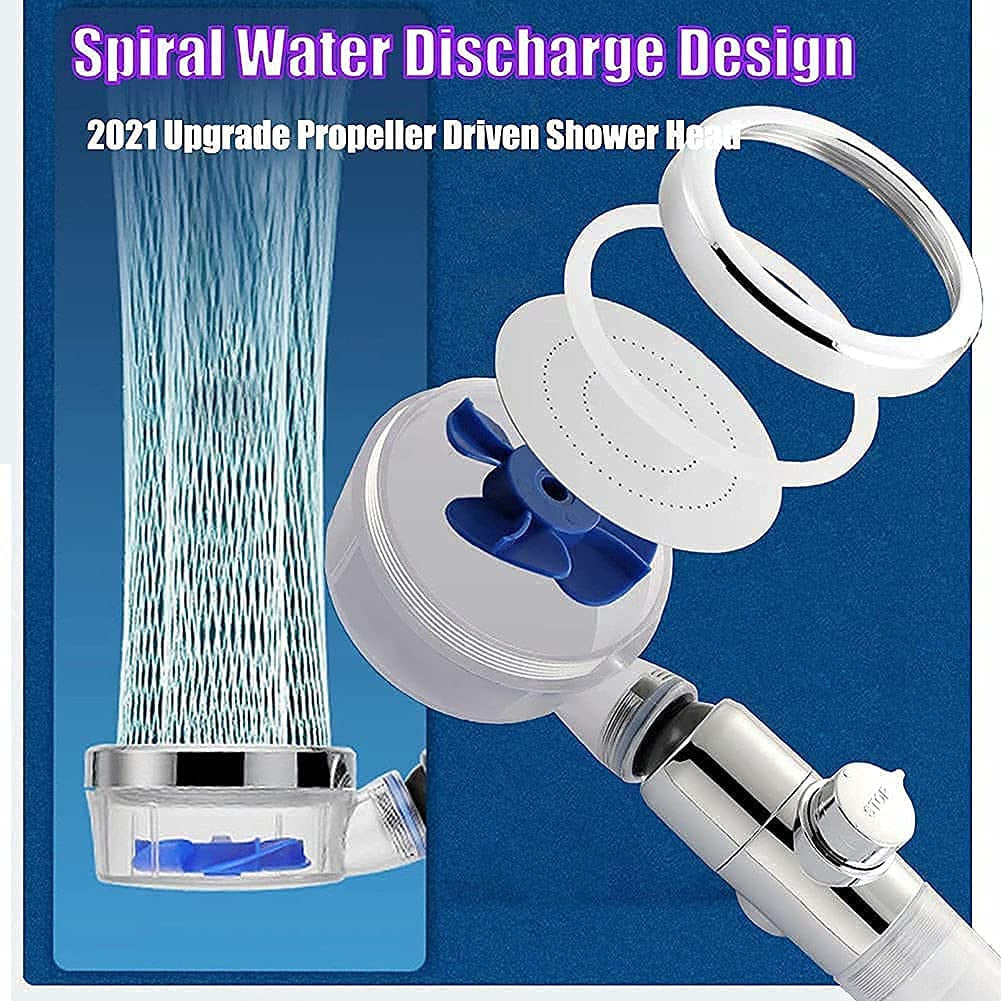 Turbo Fan Handheld Shower Head with Filter, Pause & 360° Rotation