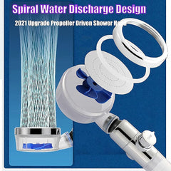 Turbo Fan Handheld Shower Head with Filter, Pause & 360° Rotation