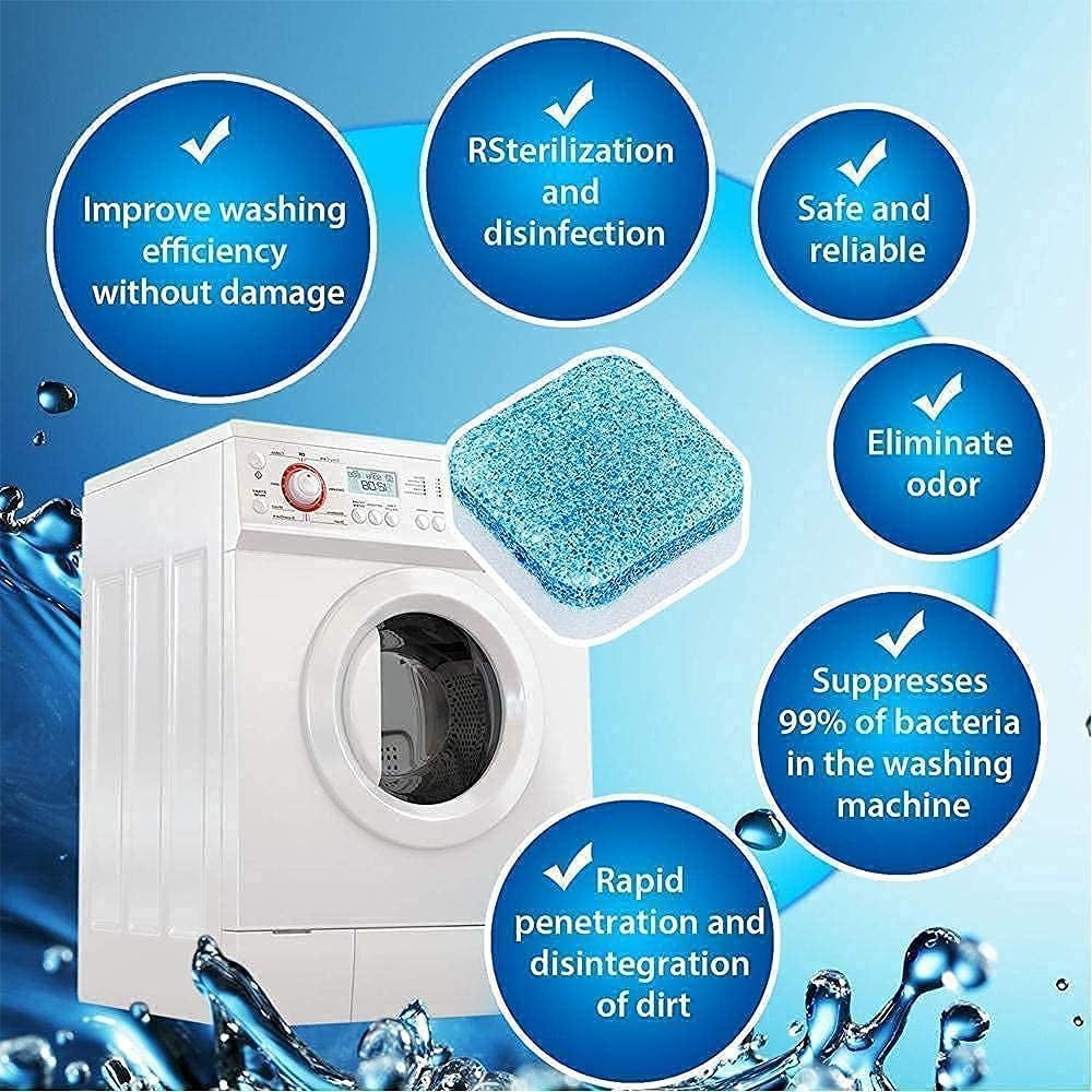 Deep Clean Washing Machine Tablets (12 pcs) for Fresh, Odor-Free Laundry