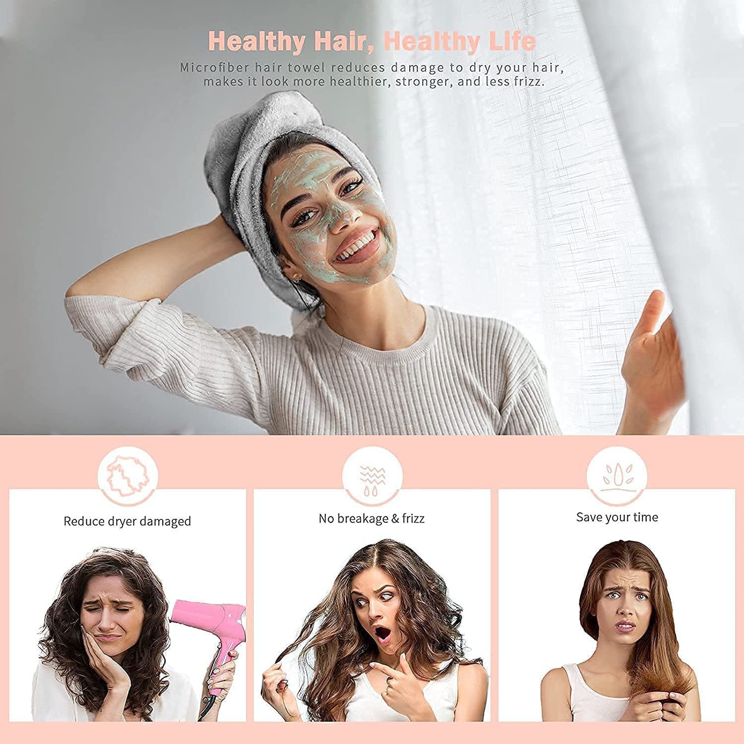 Big Microfiber Hair Wrap Towel - Quick Dry, Absorbent & Gentle