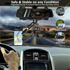 360° Rotatable & Retractable Mirror Phone Holder for Car