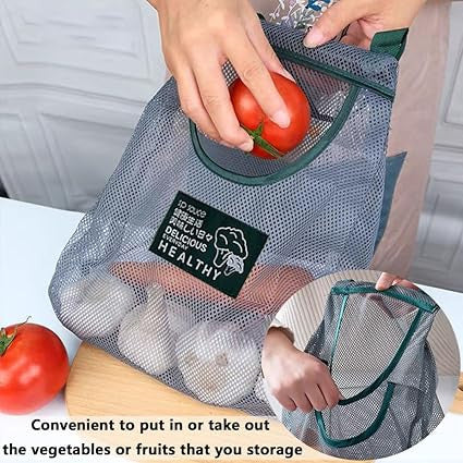 Hanging Mesh Storage Bag for Produce and Household Use