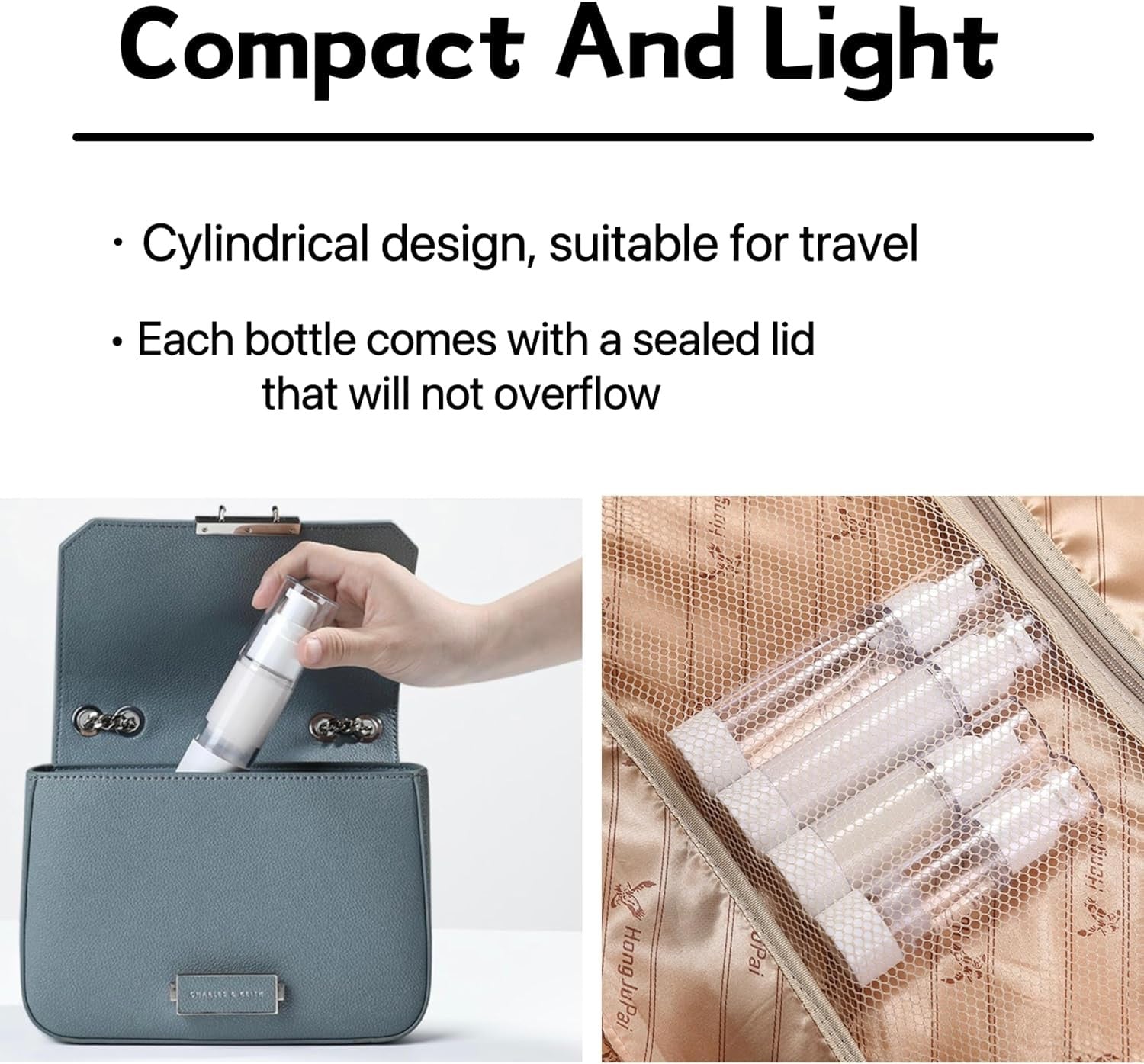 Refillable Cosmetic Lotion Dispenser Bottle with Pump - Travel Size
