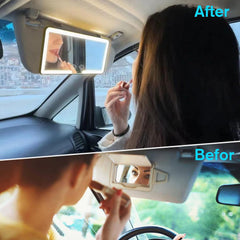 Dimmable Touch Car Vanity Mirror with Lights & 3 Light Modes
