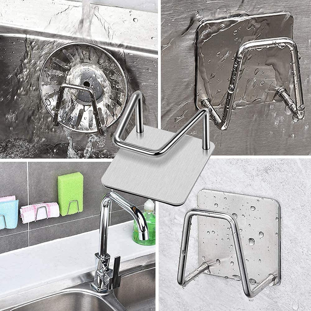 Waterproof Stainless Steel Sink Sponge Holder with Adhesive Mount