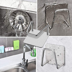 Waterproof Stainless Steel Sink Sponge Holder with Adhesive Mount