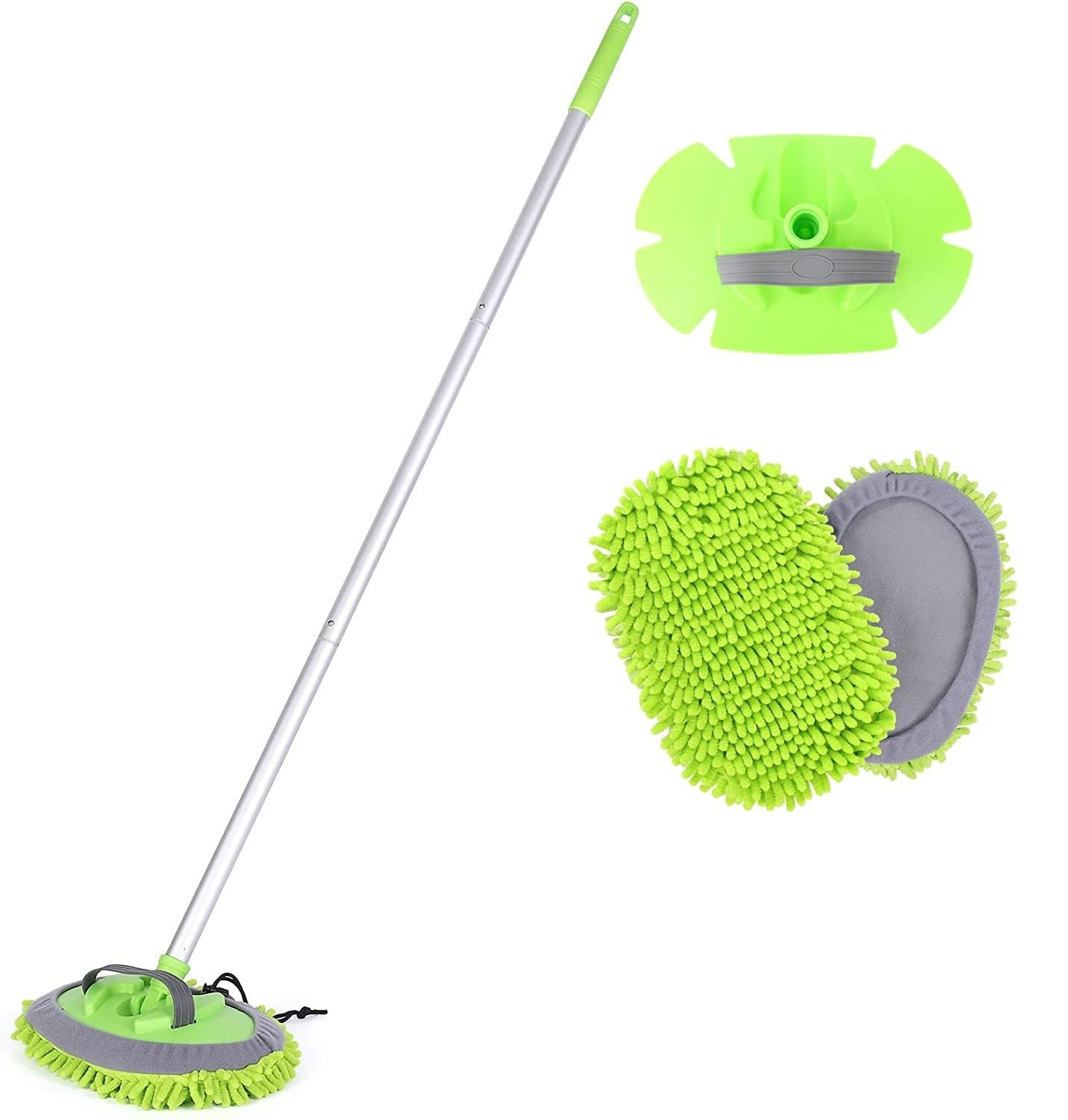 2-in-1 Car Cleaning Brush & Mop Kit with Long Handle