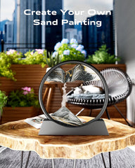 7-Inch Black Quick Sand Art Painting - 3D Moving Landscape Decor