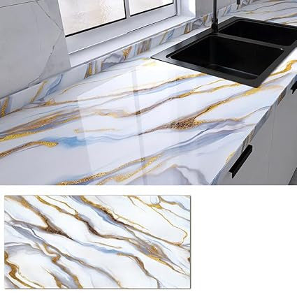 White Blue Marble Foil - Elegant Decorative Wrap (Ta-061)