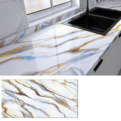 White Blue Marble Foil - Elegant Decorative Wrap (Ta-061)