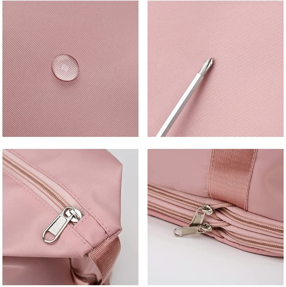 Large Expandable Pink Travel Duffel Bag with Wet Dry Pockets