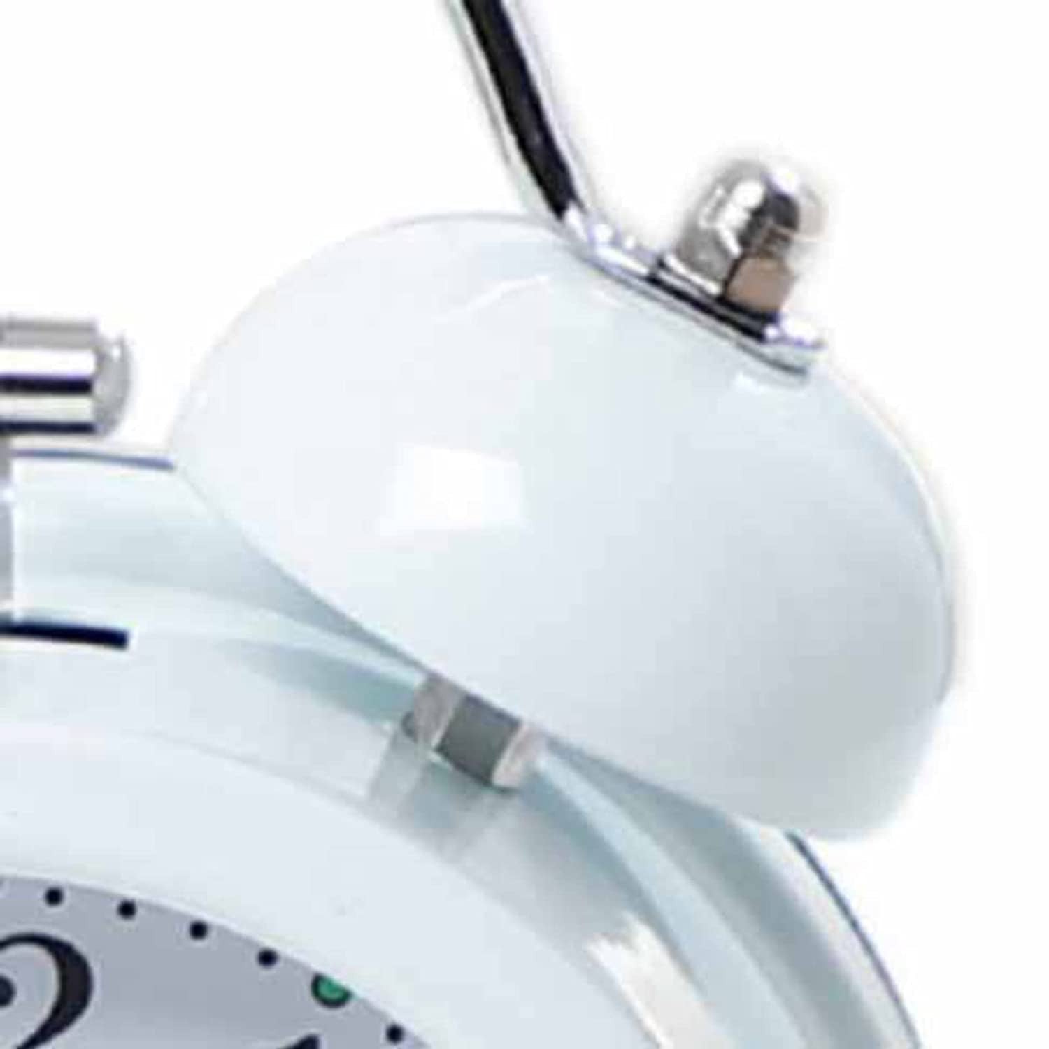 Twin Bell White Alarm Clock with Soft Backlight and Low Ticking Noise