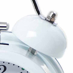 Twin Bell White Alarm Clock with Soft Backlight and Low Ticking Noise