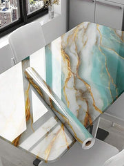 Sky Blue & Gold Marble Foil (TA-052) - Elegant Blue & Gold Design