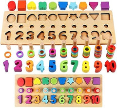 3-in-1 Wooden Puzzle Set: Numbers, Shapes & More