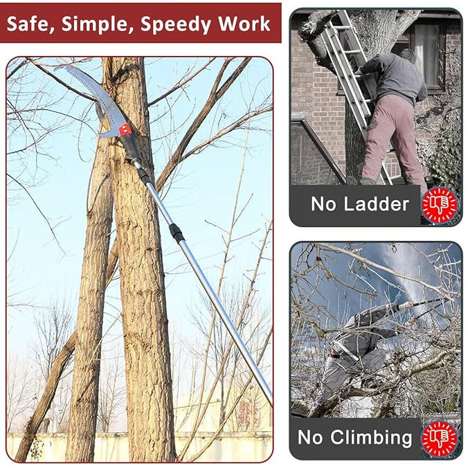 Telescopic Stainless Steel Pole Saw with Curved Hooked Blade