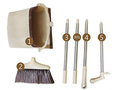Windproof Mop & Dustpan Set with Self-Cleaning Broom and Steel Handle