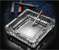 Big Crystal Glass Square Ash Tray for Cigar, Bar, and Home Decor