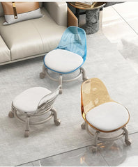 Mini Rolling Stool - Transparent, Compact, Adjustable Chair