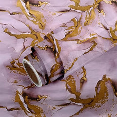 Golden Pink Marble Foil Ta-075 - Elegant Pink Gold Marble Design
