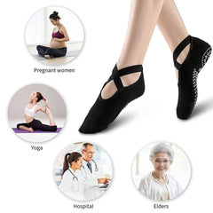 Colorful Anti-Skid Yoga Socks for Women with Grips & Straps